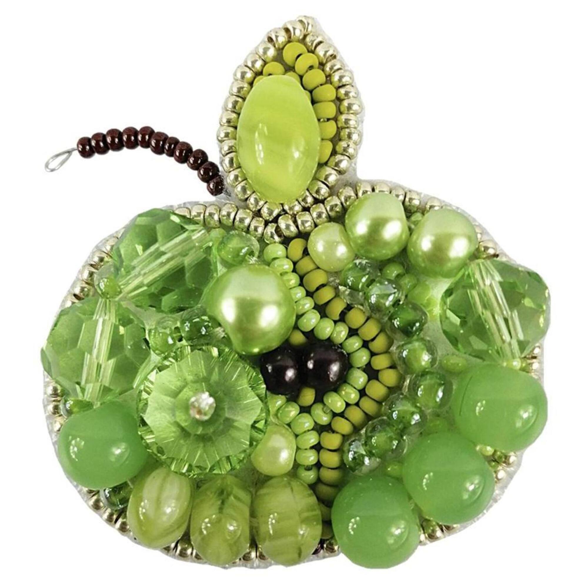 Charivna Mit Crystal Art Beadwork Green Apple Brooch Kit
